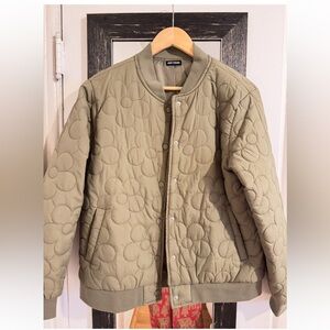 Free Haven | Olive Green Quilted Jacket with daisy pattern - Womens Sz Medium